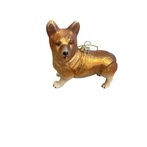 Golden Corgi Dog Christmas Ornament with Glitter Fur Coat
